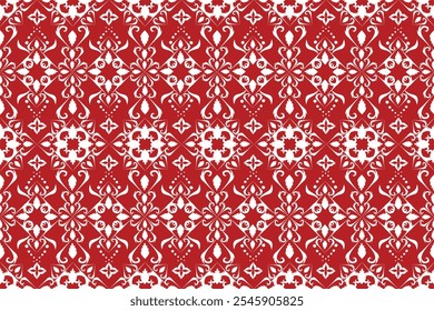 Lujosa pintura de patrones de tela en tonos rojos y blancos, con un estilo clásico que se adapta perfectamente a la decoración del hogar para crear un ambiente elegante y cálido.