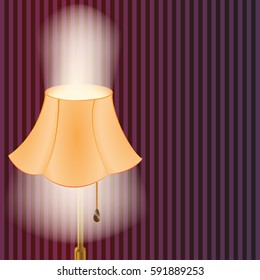 Luxurious floor lamp. Room design . Template for your work. Night time . Vector illustration.