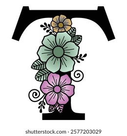 Luxurious floral alphabet eps format illustration.