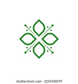 Luxurious floral vector logotype. Linear universal leaf flower logo