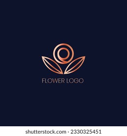 luxurious flower logo. spa, salon, beauty cosmetics brand. flower and leaves logotype - vector