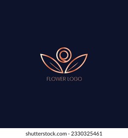 luxurious flower logo. spa, salon, beauty cosmetics brand. flower and leaves logotype - vector