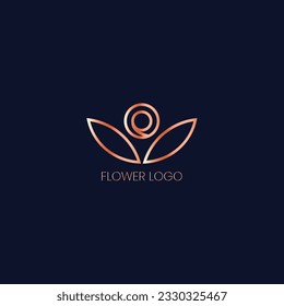 luxurious flower logo. spa, salon, beauty cosmetics brand. flower and leaves logotype - vector