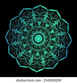 Luxurious flower mandala. Original design with geometric lace pattern. Vector card template. Design for Ramadan holiday, New Year greeting, beauty spa, wedding, save the date