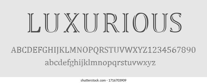  Luxurious font and numbers design.Typography fonts regular uppercase, lowercase. Vector illustration