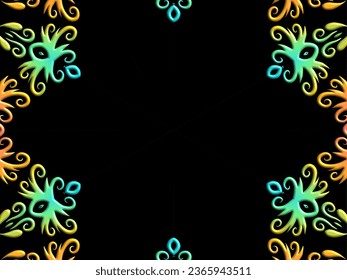 Luxurious frame colourful batik ethnic dayak aztec Kalimantan pattern for background textile garment