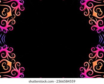 Luxurious frame colourful batik ethnic dayak aztec Kalimantan pattern for background textile garment