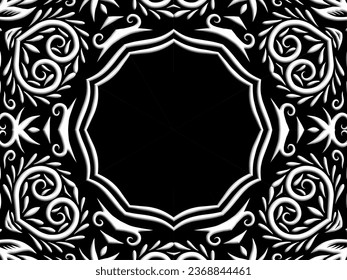 Luxurious frame colourful batik ethnic dayak aztec Kalimantan pattern for background textile garment