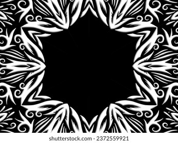 Luxurious frame colourful batik ethnic dayak aztec Kalimantan pattern for background textile garment