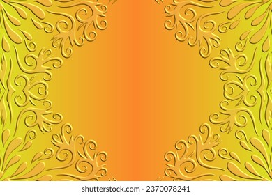 Luxurious frame golden gold batik ethnic dayak aztec Kalimantan pattern for background textile garment