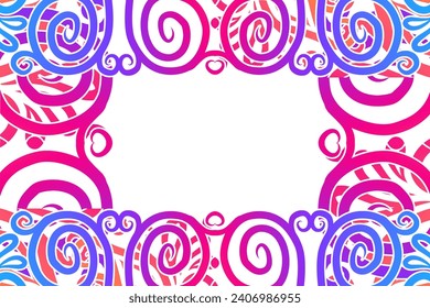 Luxurious frame vector design with aesthetic batik ethnic dayak flowers line art pattern