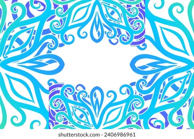 Luxurious frame vector design with aesthetic batik ethnic dayak flowers line art pattern