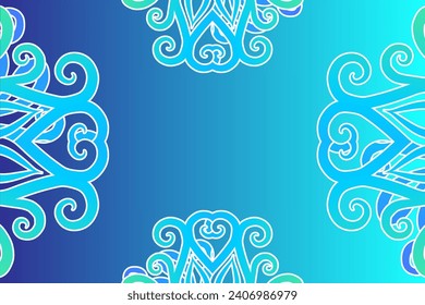 Luxurious frame vector design with aesthetic batik ethnic dayak flowers line art pattern