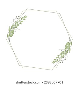 Luxurious frame, wreath with delicate branches of laurel leaves, eucalyptus leaves. Template for cards and invitations in boho style. Vector