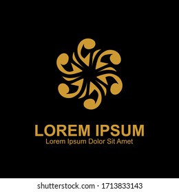 Luxurious Geometric Abstract Flower Logo. Creative Logo Design Template. Isolated on a Dark Background.