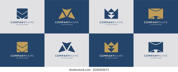 Ideas de Vector de logotipo de letra M abstracta geométrica de lujo. Diseño moderno basado en la Plantilla de iconos.	
