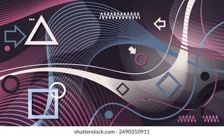 Luxurious geometric abstract wallpaper with 3D effect. Fractal composition of chaotically overlapping shapes, stripes, geometric elements and mixing of colors. Template for your projects. Vector.
