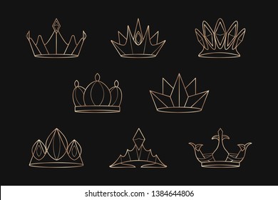 Luxurious geometric crown design collection vectors