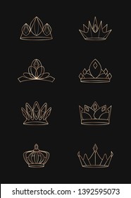 Luxurious geometric crown design collection vectors