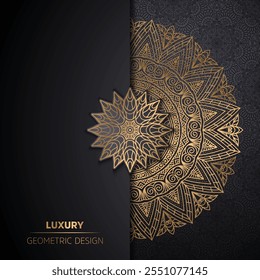 Luxurious geometric mandala design, vector illustration.