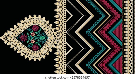 Luxurious geometric medallions infused with botanical details for sophisticated wallpapers, gift wraps, and heritage textile collections.