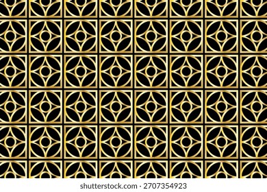 Patrón geométrico lujoso del ornamento en oro sobre fondo negro