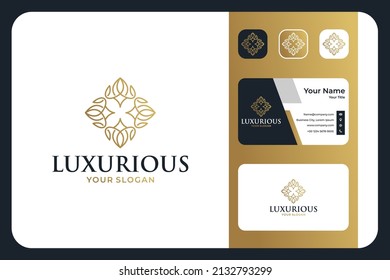 luxurious geometry line art logo design and business card