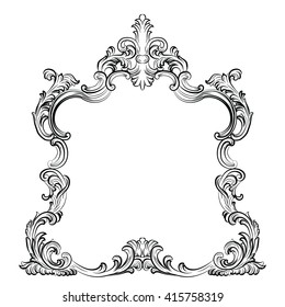 Luxurious Glamorous Baroque Rococo Mirror frame set. Vector French Luxury rich carved ornaments and Wall Frames. Victorian wealthy Style frame