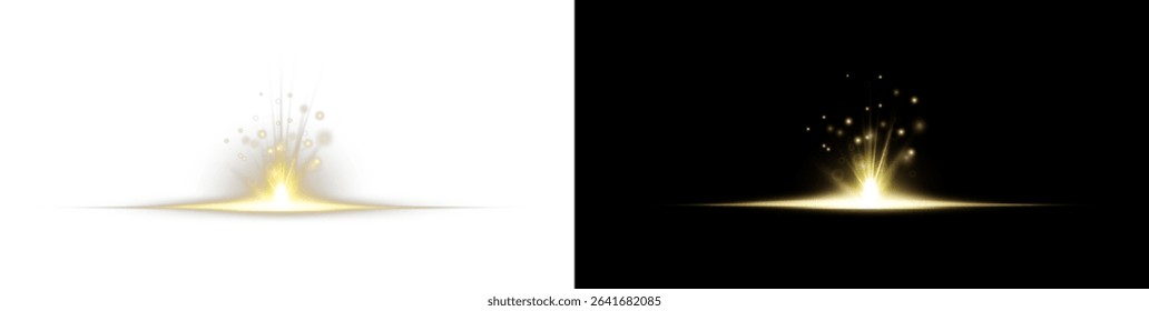  luxurious, glowing burst with golden beams, shimmering effects, and radiant illumination. A magical, smooth projection ideal for PNG use in festive or elegant designs.