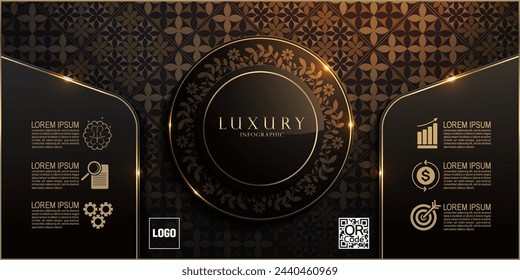 Luxurious Gold and Black Infographic Elements for Dynamic Presentations and Annual Reports, Modern Chart Templates, Elegant Circle Creative Business Chart Templates 