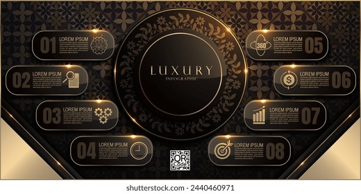 Luxurious Gold and Black Infographic Elements for Dynamic Presentations and Annual Reports, Modern Chart Templates, Elegant Circle Creative Business Chart Templates 