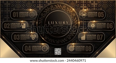 Luxurious Gold and Black Infographic Elements for Dynamic Presentations and Annual Reports, Modern Chart Templates, Elegant Circle Creative Business Chart Templates 