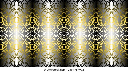 A luxurious gold and black pattern with intricate symmetrical motifs, creating an elegant and timeless background. The design exudes sophistication, perfect for premium branding, textiles, or digital 