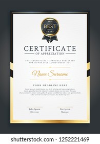 Luxurious gold certificate