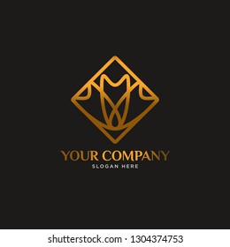 Luxurious Gold Floral Logo Single Weight: vector de stock (libre de