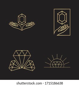Luxurious Gold Geometric Lineart Diamond Jewel Logo Concept Vector 2