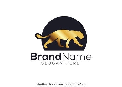 Luxurious gold jaguar Logo design vector template