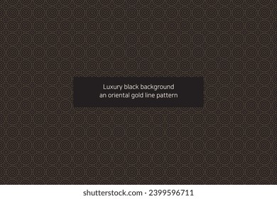 Luxurious gold line pattern background on black background, oriental, geometric pattern