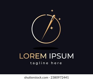 luxurious gold needle logo design template vector symbol illustration