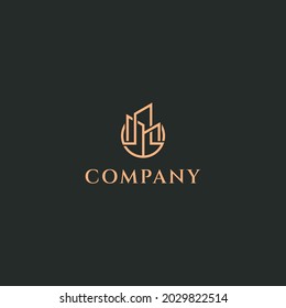 luxurious gold real estate line logo