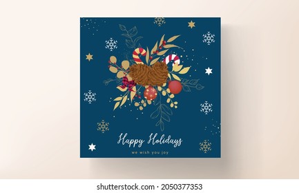 luxurious gold and red merry Christmas card design