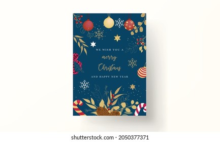 luxurious gold and red merry Christmas card design