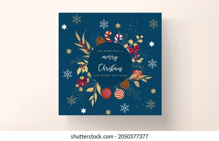 luxurious gold and red merry Christmas card design