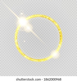 Luxurious gold ring. Vector light circles and spark light effect.