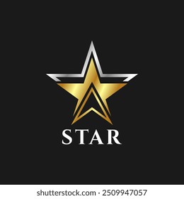 Luxurious gold and silver color winner star symbol icon