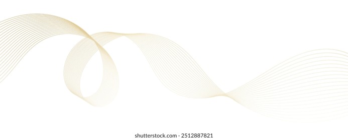 Luxurious Gold Wave Pattern on White Background, Abstract Design Element.