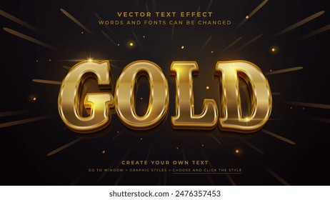 Luxurious Golden 3D Text Effect, Vector graphic style