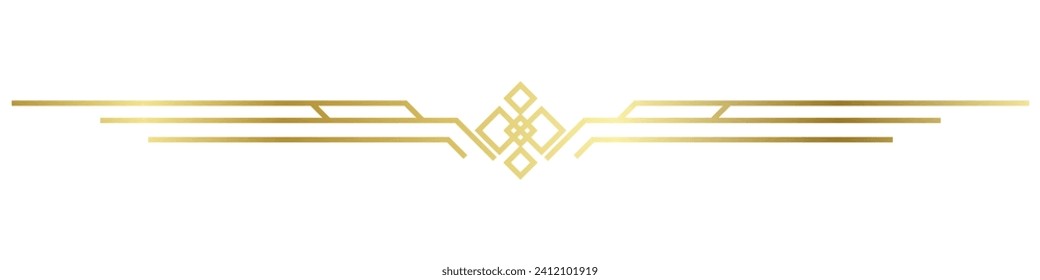 Luxurious golden art deco lines retro decorative labels dividing lines