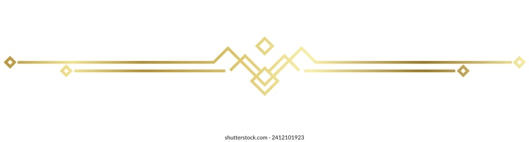 Luxurious golden art deco lines retro decorative labels dividing lines