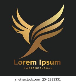 Luxurious Golden Bird Logo Vector Elegant Design in Premium Style brand concept Vector design